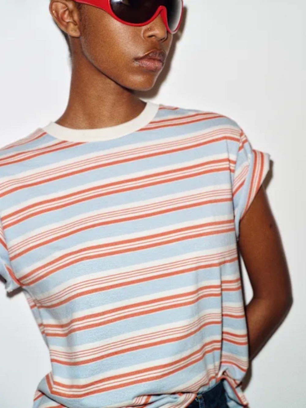 Reformation Rowan Striped Crew Short Sleeve Tee